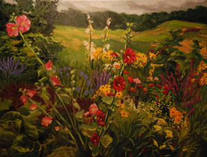 Oneil - Craig paintings 2015 Aug Hollyhocks